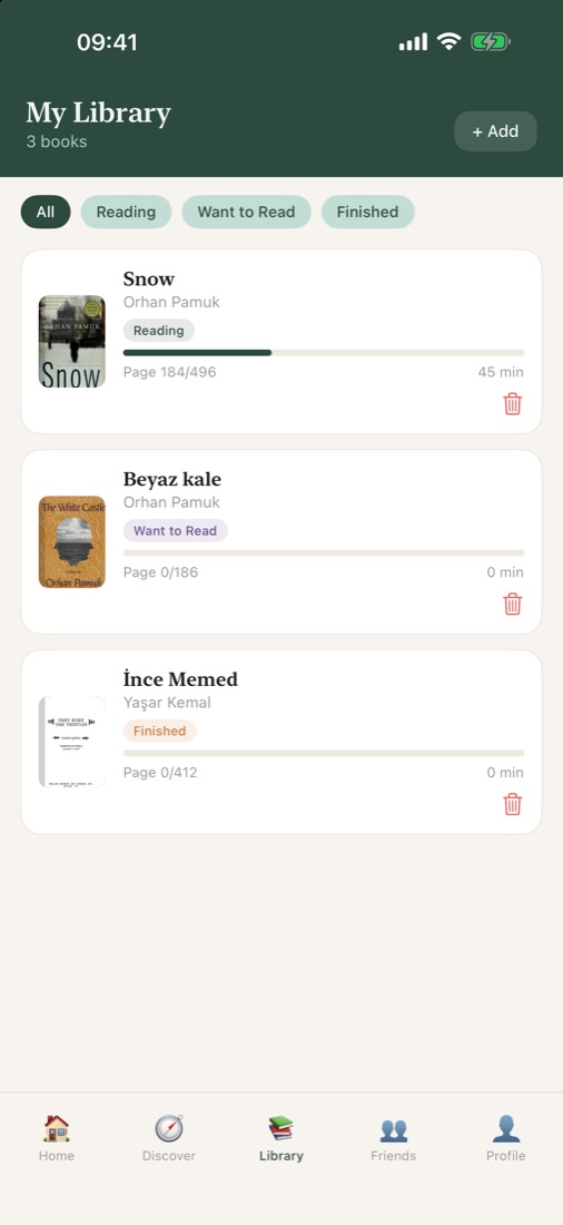 Book Break Library screen