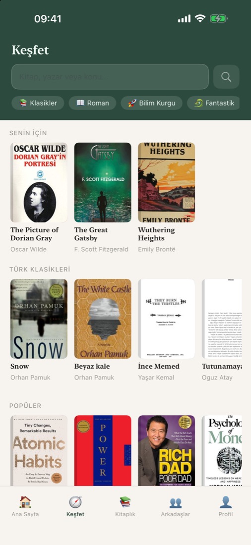Book Break Keşfet ekranı